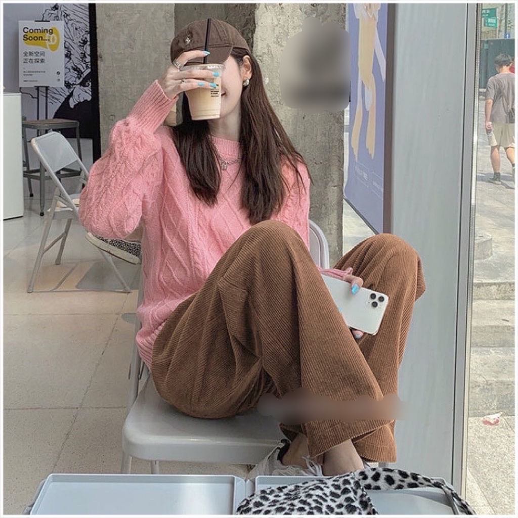 Quần ống rộng nhung tăm cạp chun lên dáng siêu xinh