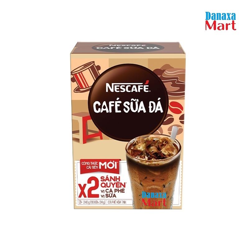 Combo 4 Hộp Cà Phê Hòa Tan Nescafé 3in1 Cà Phê Sữa Đá (Hộp 10 gói x 24g)