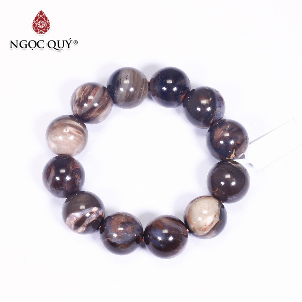 Vòng gỗ hóa thạch petrified wood mệnh hỏa, mộc - ngọc quý