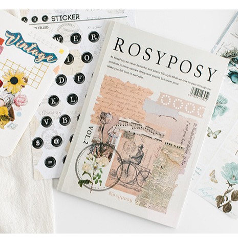 Cuốn sổ sticker dán Rosy Posy 20 tờ Vol 2