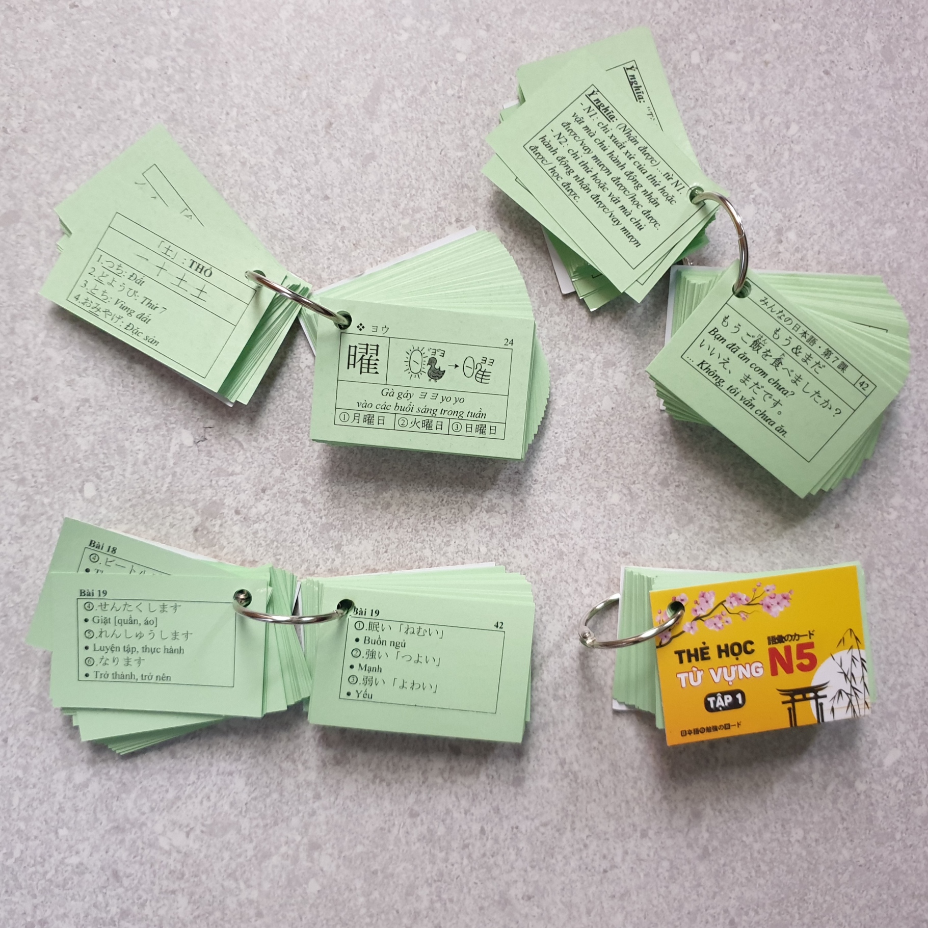 BỘ FLASHCARD N5 - THẺ HỌC TIẾNG NHẬT - 4 XẤP BẢN MỚI