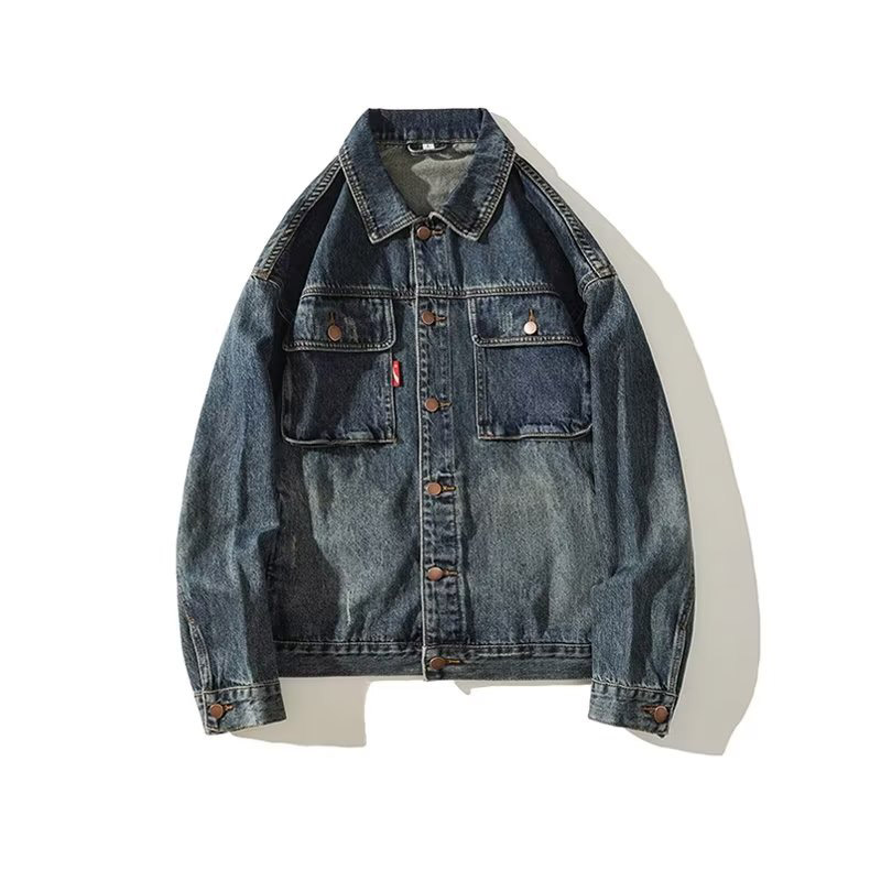 KYUSHUAD Men's jacket - Plus size vintage denim jacket American street boy denim jacket for men Spring wash jacket