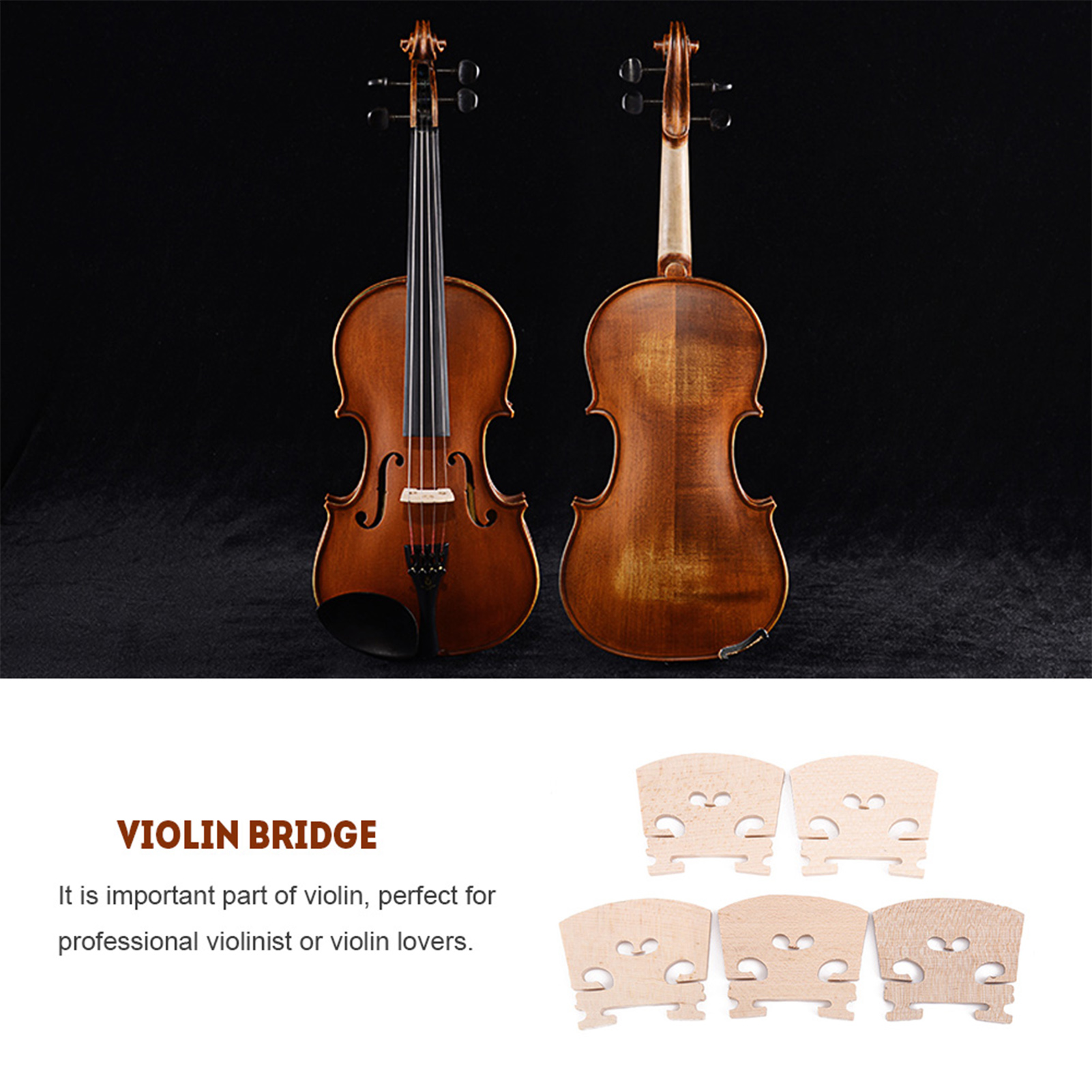5Pcs Violin Bridges 4/4 Maple Wood Bridge Part Accessory