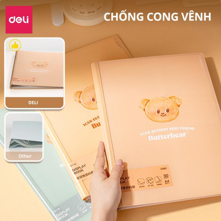 File Lá A4 BUTTER BEAR Deli Túi Đựng Tài Liệu 30/40 Tờ Họa Tiết Đáng Yêu Bảo Quản Giấy Tờ Chất Liệu Cao Cấp - Hình ảnh 7