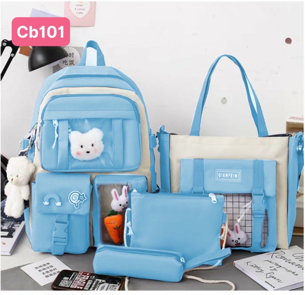 combo balo 4 món chú gấu dễ thương cb101