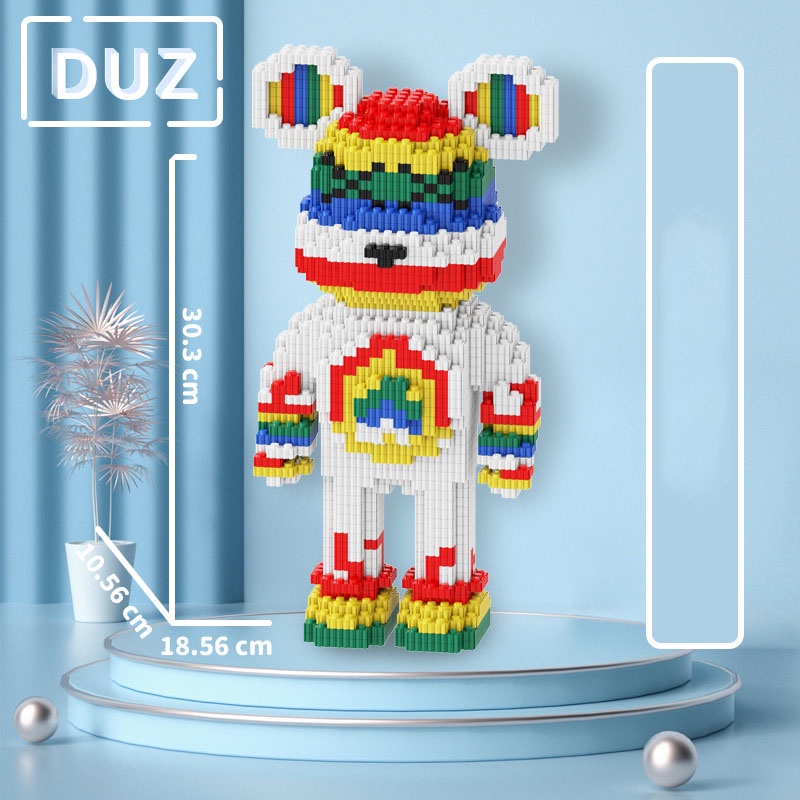 Le.go Gấu Bearbrick messi cỡ lớn 30cm Đồ chơi xếp hình lắp ráp mô hình cỡ lớn bear bricK có tặng búa