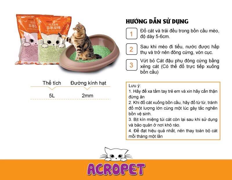 CÁT VỆ SINH MÈO ĐẬU NÀNH ACROPET 5LÍT