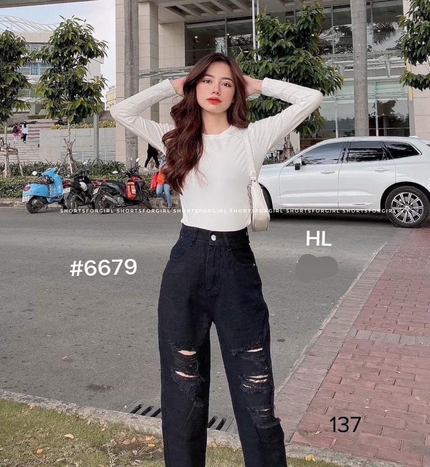 Quần jean baggy đen rách siêu đỉnh
