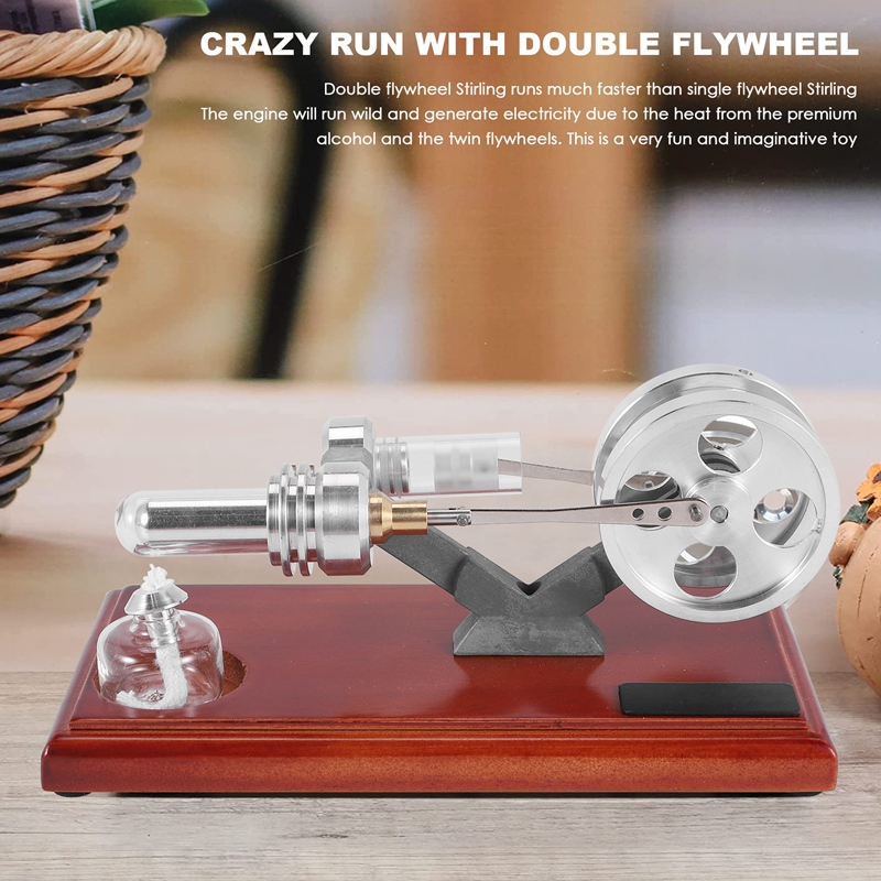 Hot Air Stirling Engine Twin Flywheels Education Toy Electricity Power ...