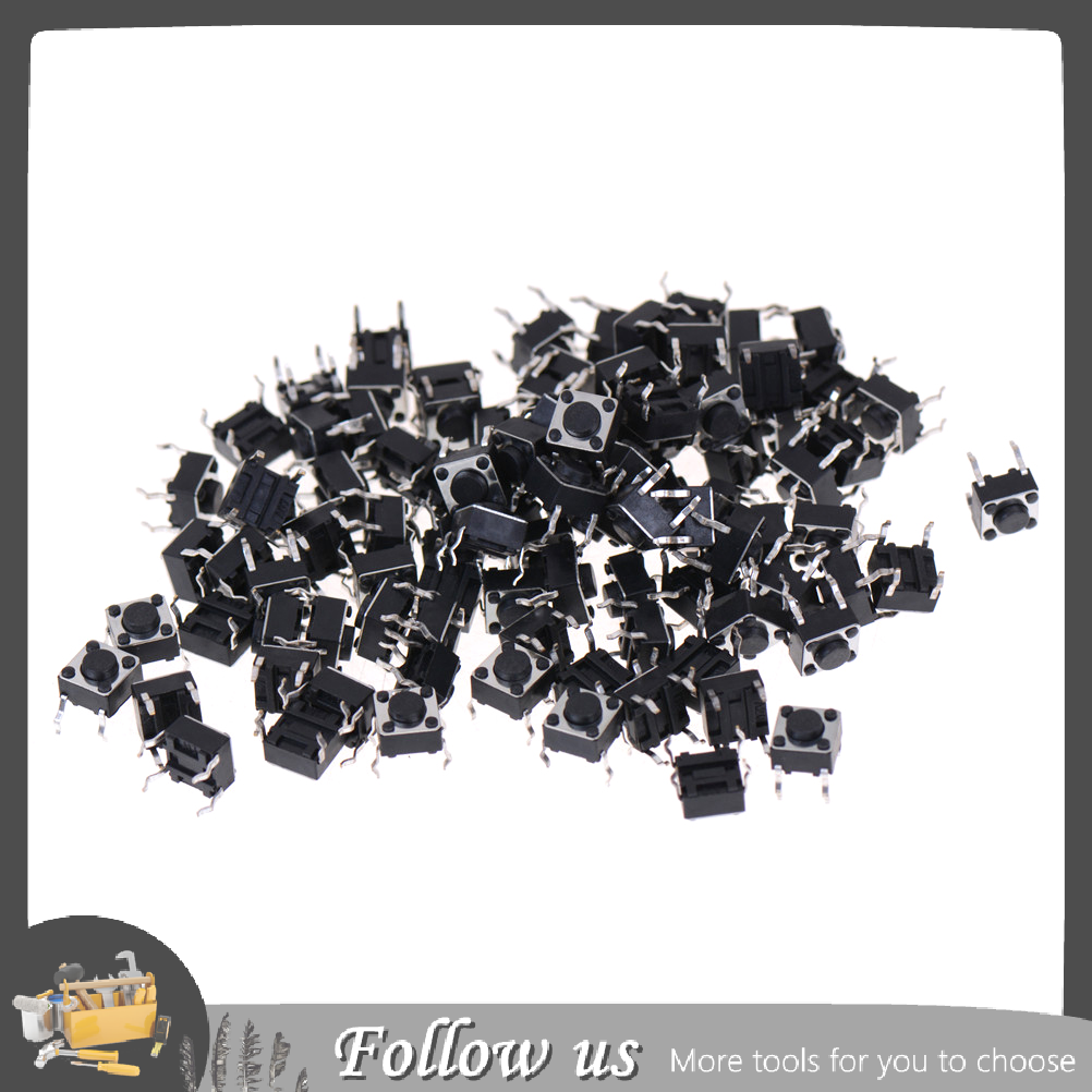 Jettingbuy 100Pcs 6x6x4.5mm Panel PCB Momentary Tactile Tact Push Button Switch