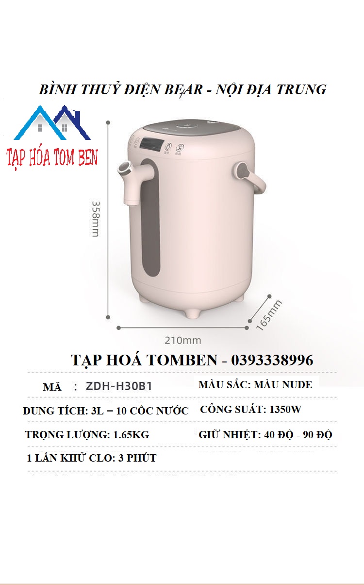 [ HÀNG SẴN ] BÌNH THUỶ ĐIỆN BEAR BÌNH GIỮ NHIỆT BEAR [ TẠP HOÁ TOMBEN] [ CHÍNH HÃNG BEAR ]