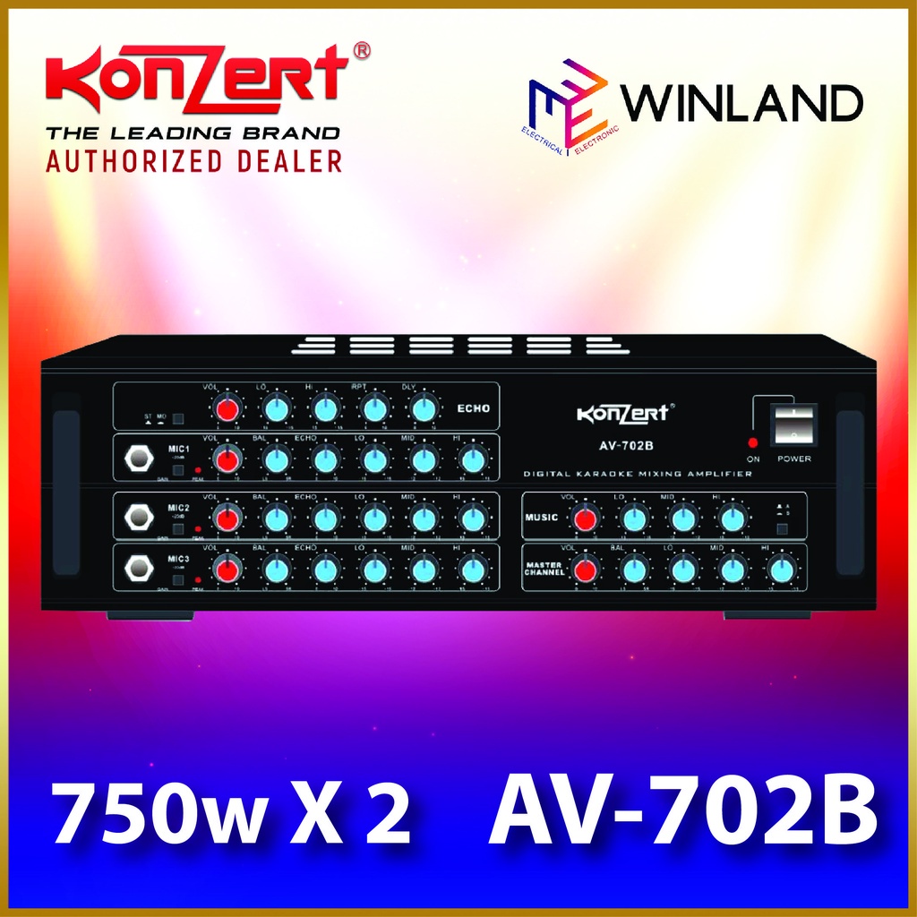 Konzert by Winland Karaoke Amplifier AV702B 750W x 2 w/ Mixing Console