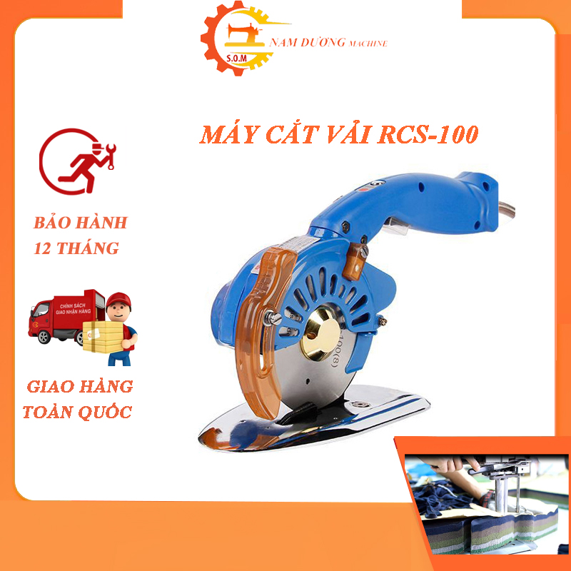 Máy cắt vải công nghiệp cầm tay RCS 100 cắt được 2.8 cm vải bảo hành 6 tháng - thiết bị may nam dương