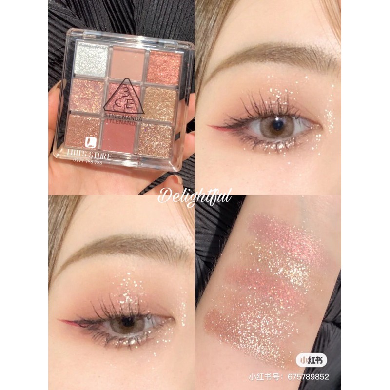 Bảng Phấn Mắt 9 Ô 3CE Multi Eye Color Palette Clear Layer #DELIGHTFUL #SHOT AGAIN [ Vỏ Trắng ]