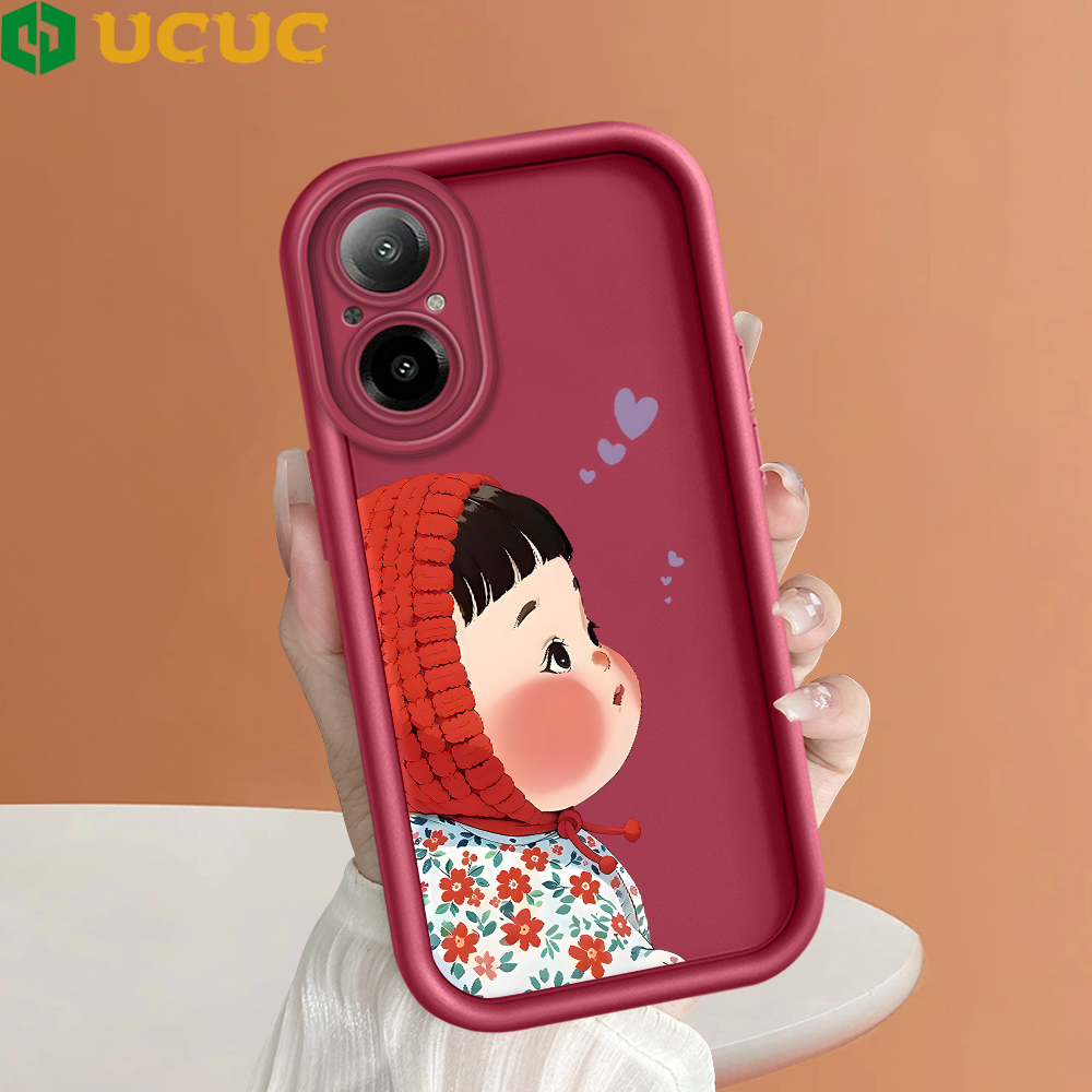 UCUC%20for%20Realme%20C67%204G%20Back%20Cover%20Red%20Headscarf%20Girl%20Soft%20Silicone%20Square%20Ladder%20Phone%20Case%20-%20Image%202