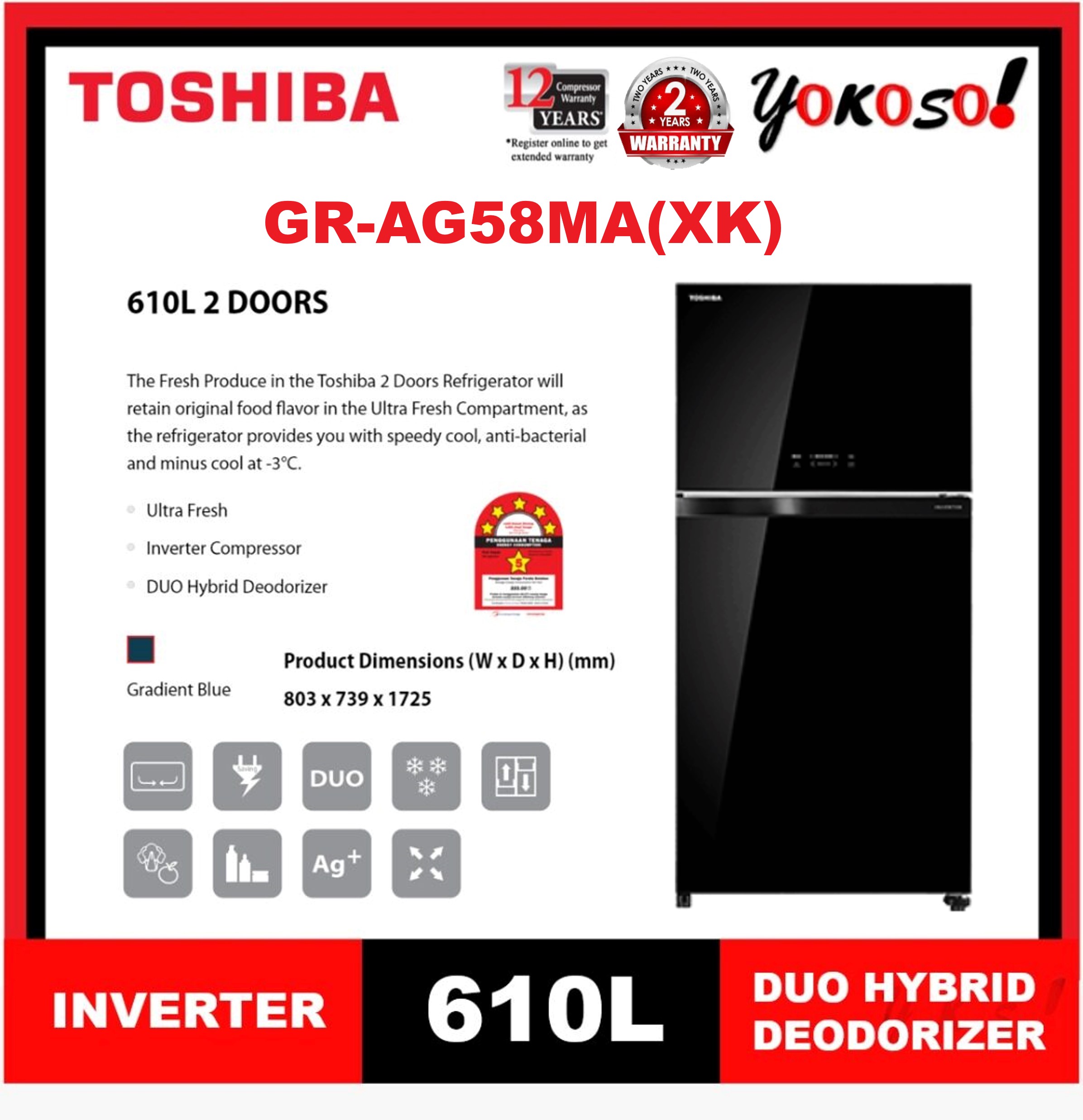 Toshiba fridge online 610l