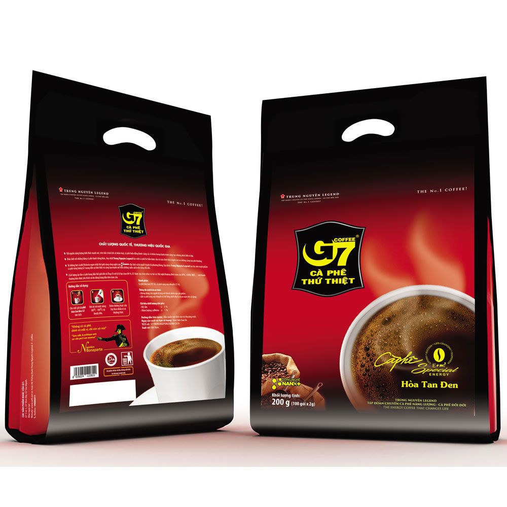 Dennhi-G7-B100_Đen không đường B100 Cà phê G7 hòa tan đen Bịch 100 sachets (Gói)