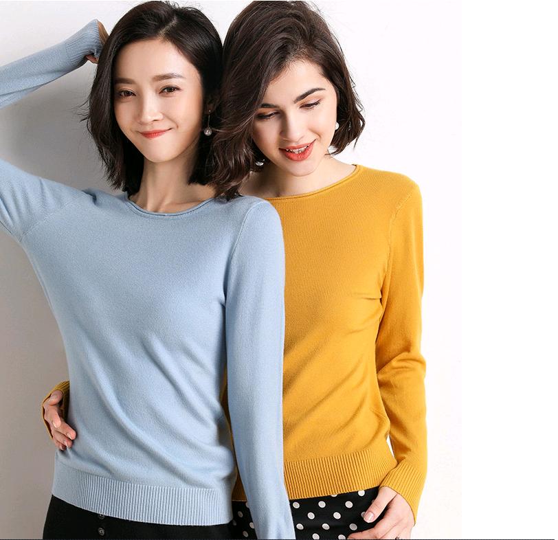 Áo len dệt kim dài tay nhiều màu