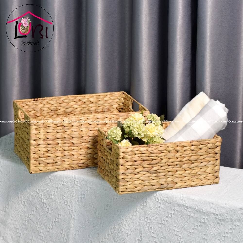 [Lubi Home] - Sọt đựng đồ lục bình hình chữ nhật bộ 3 - set basic
