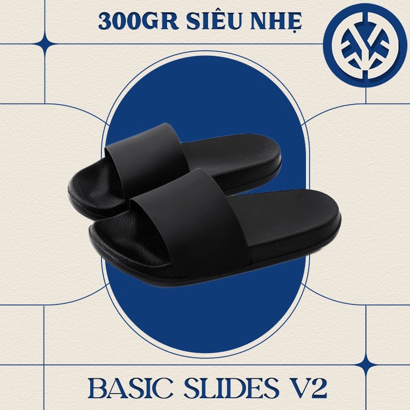 Dép Quai Ngang Basic Slides V2 - Đen/Trắng