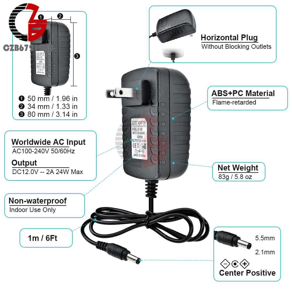 【VogueVenture】US EU Power Adapter AC 100V-240V to DC 12V 9V 5V 2A 1A ...