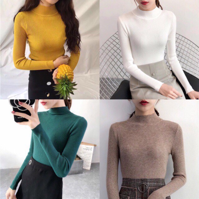 ÁO LEN CỔ 3 PHÂN  chất đẹp, không bai nhão