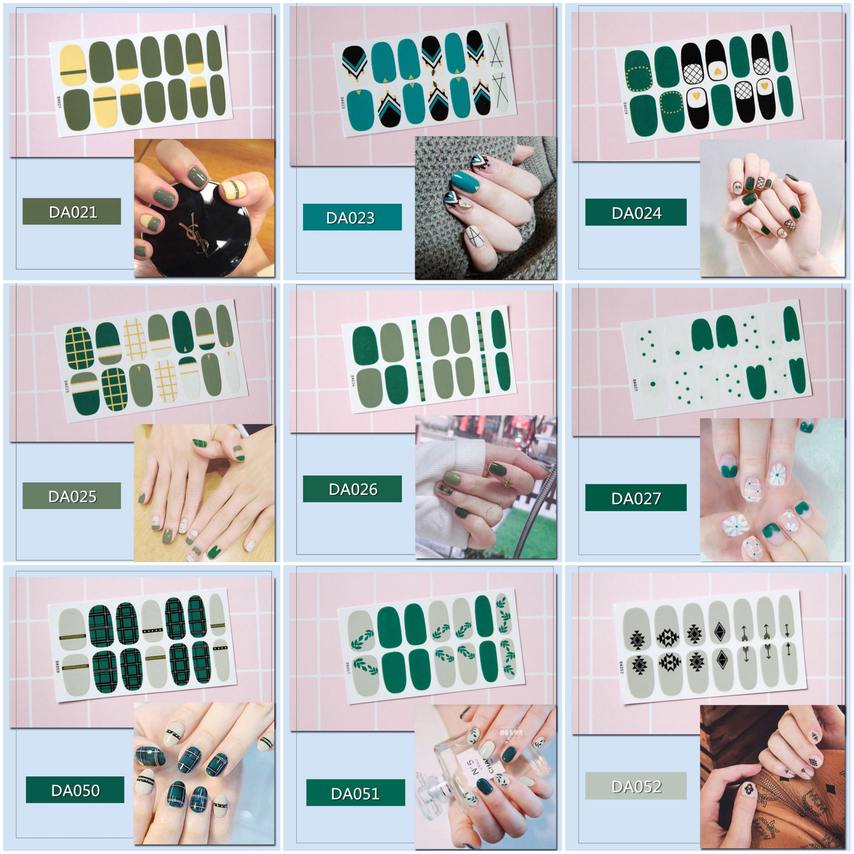 Set miếng dán móng tay nghệ thuật màu xanh (Nail wraps / Nail stickers) P1