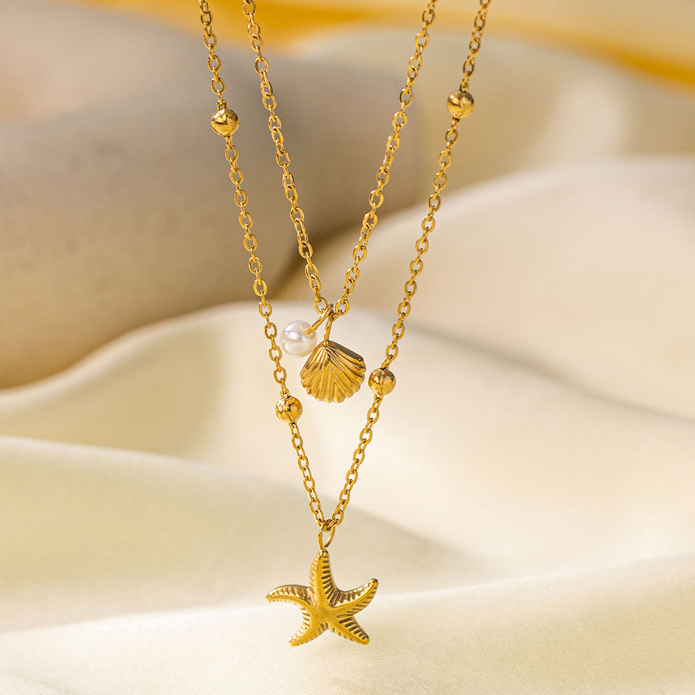 BUY%201%20TAKE%201%20Titanium%20Steel%20Ins%20Ocean%20Shell%20Starfish%20Necklace%20Pendant%20for%20Women%20No%20Fade%20Trendy%20Beach%202Pcs/Set%20Jewelry%20New%202025%20-%20Image%204
