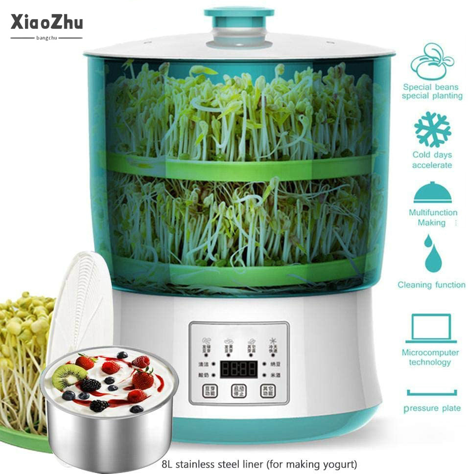 XiaoZhubangchu Container bucket vegetables nursery pots, tofu bean sprouts green coarse, hat beanie high power fully automatic mini home DIY