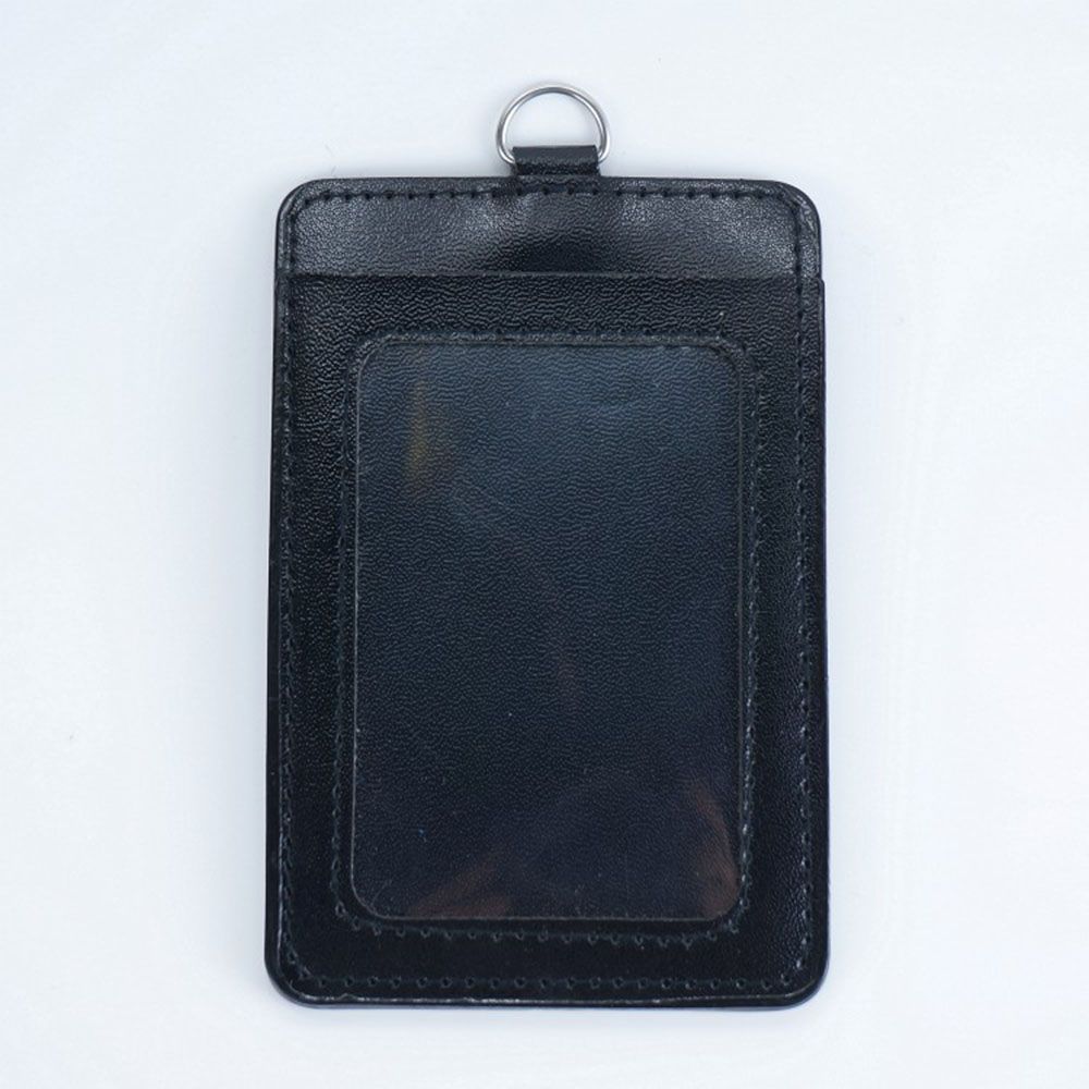 Mmluck double side badge cover pu leather card case card clips id sleeve badge holder