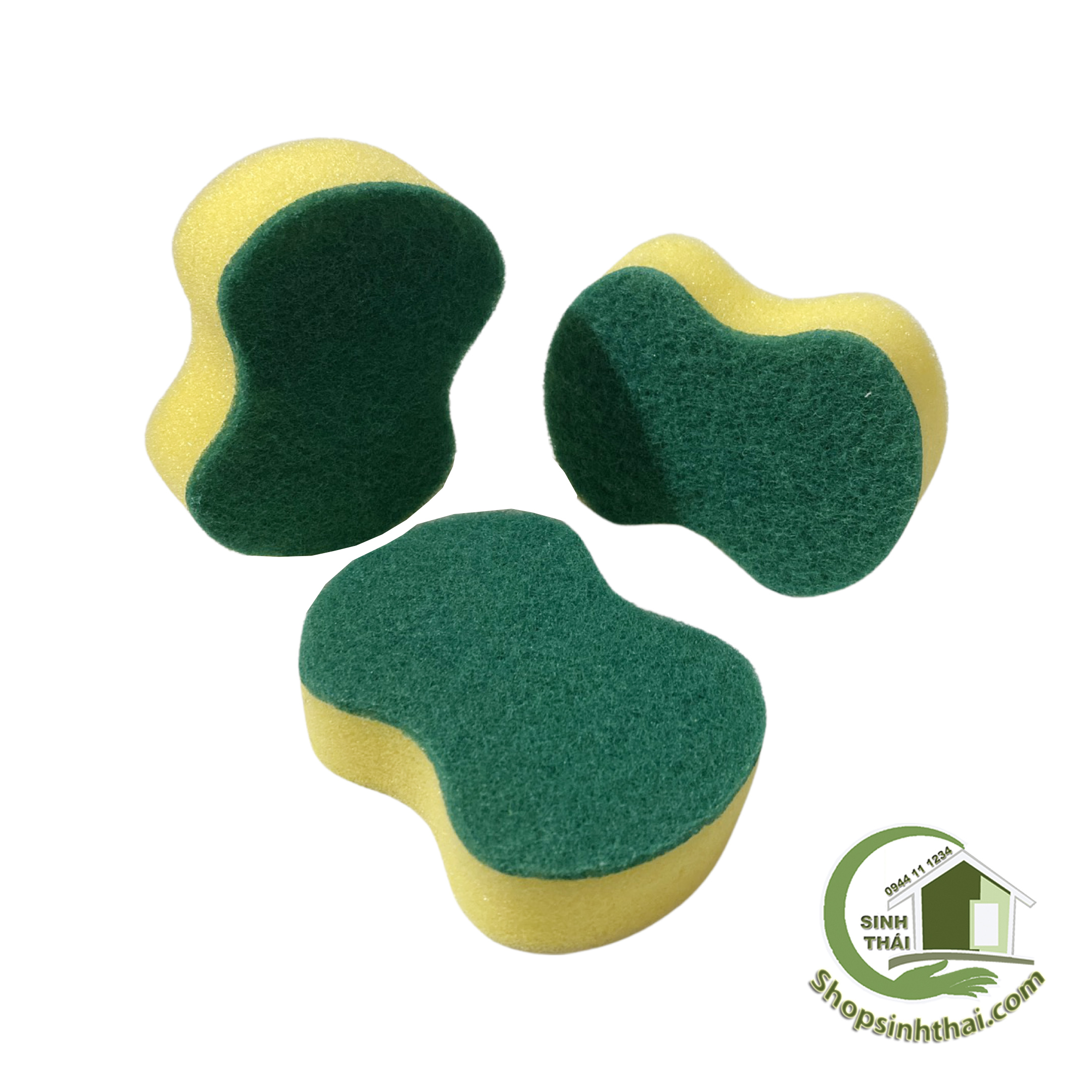 Miếng rửa chén bát cước xanh hình số 8 có mút bọt biển