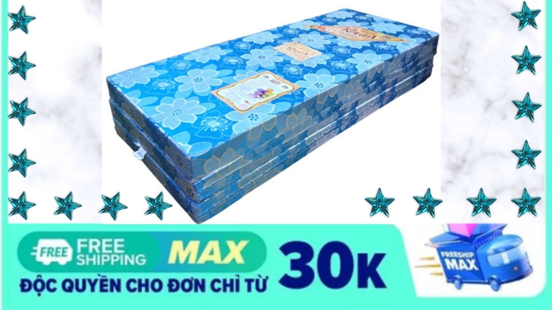 Nệm bông ép korea 1m4 x 2m x 9cm  Gấp 3 Cao Cấp (giao màu ngãu nhiên)