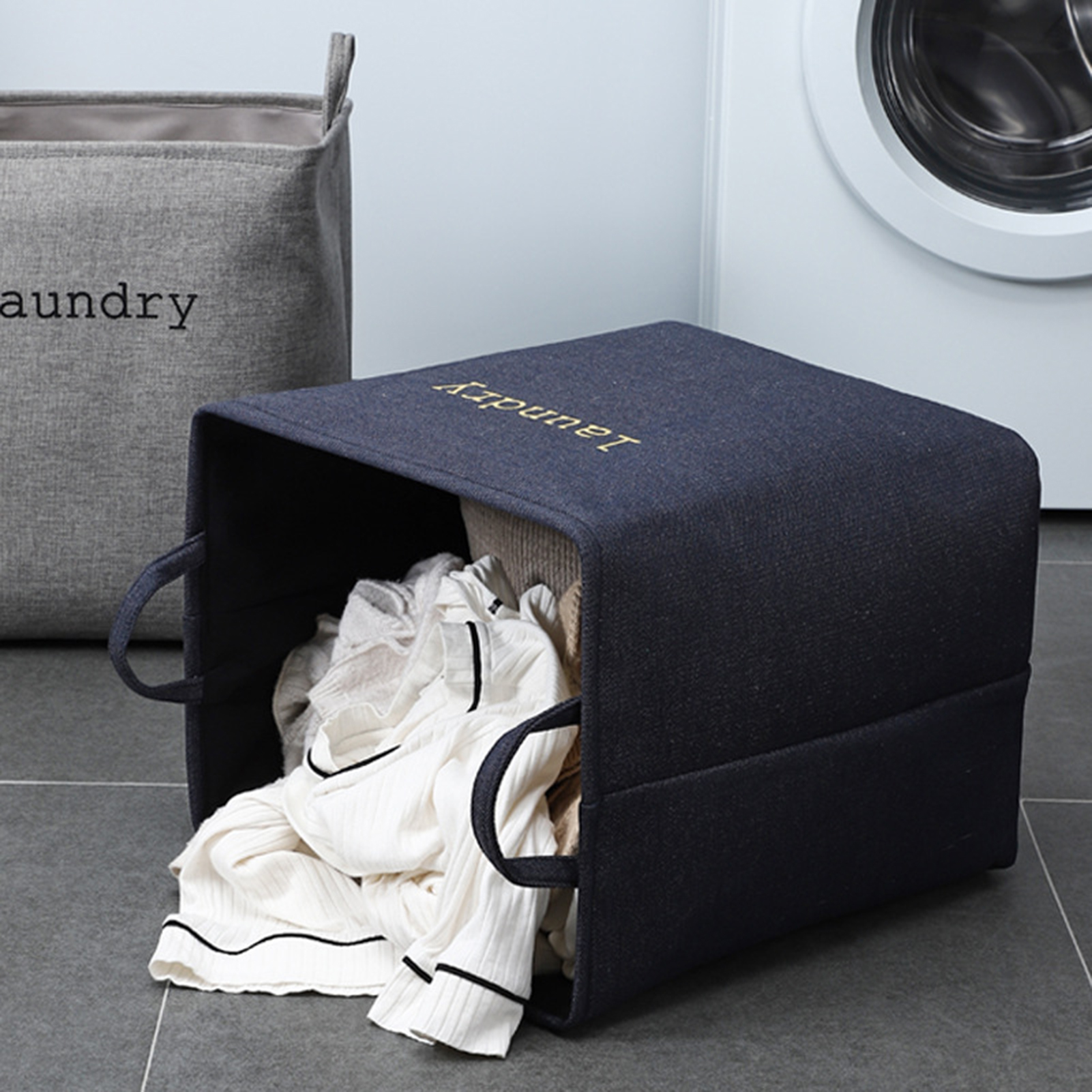 Owent® Laundry Hamper Bag Large Capacity Saving Space Demin Washing Storage Foldable Clothes Basket for Bedroom