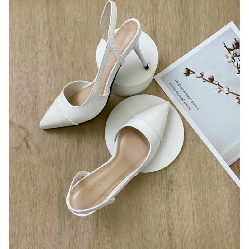 Giày cao gót nữ vân da rắn mũi nhọn H134