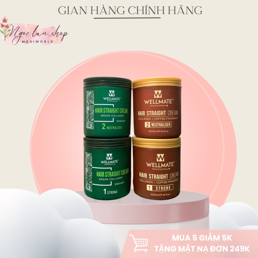 (Nguyên cặp) Thuốc Duỗi Tóc Cà Phê Siêu Mượt Wellmate - Chính Hãng