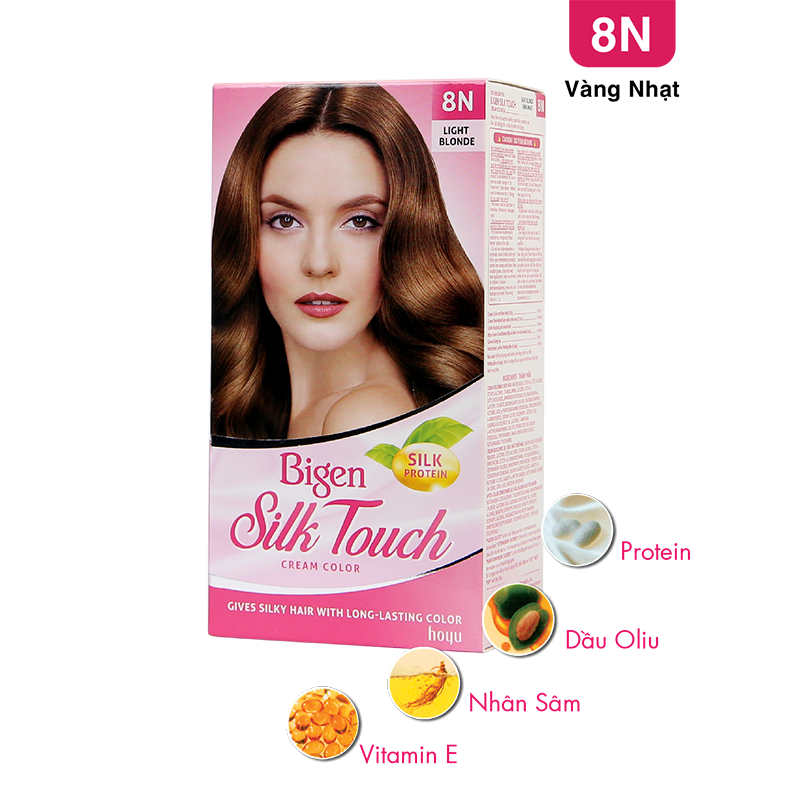Thuốc nhuộm tóc phủ bạc Bigen Silk Touch 8N - Vàng Nhạt