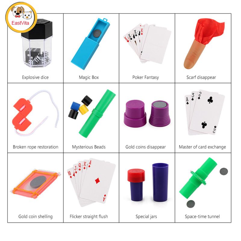 Magic Props Set For Children Close-range Stage Magic Performing Props Tricks Toys Kit For Birthday Gifts