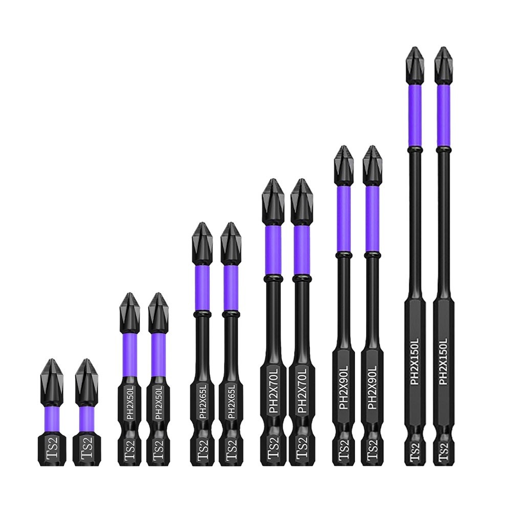 Unnicoco 2Pcs Non-slip PH2 Magnetic Batch Head Cross Screwdriver