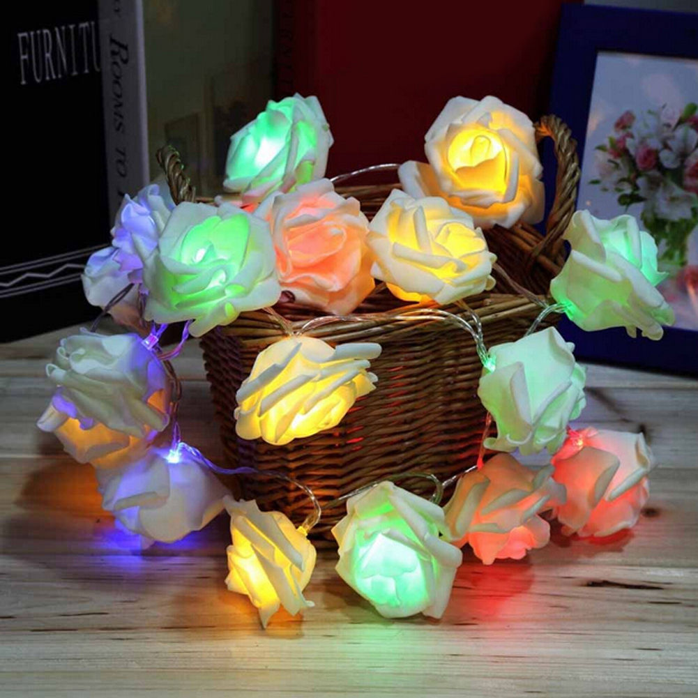 1Pc 2.5M 20LED Rose Light Romantic String Lights Wedding Room Lantern String Lamps. 