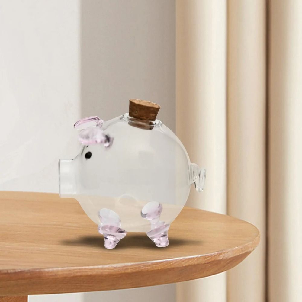 Cute Cartoon Piggy Money Bank Multi-purpose Lightweight Glass Money Jar Visible Practical Coins Saving Box Desktop. 