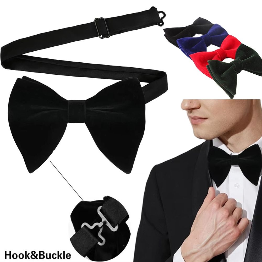 Fashion%20Pre-tied%20Black%20Velvet%20Bowties%20Exquisite%20Elegant%20Oversized%20Bow%20Tie%20Tuxedo%20Accessories%20Big%20Bow%20Tie%20Wedding%20Party%20-%20Image%203