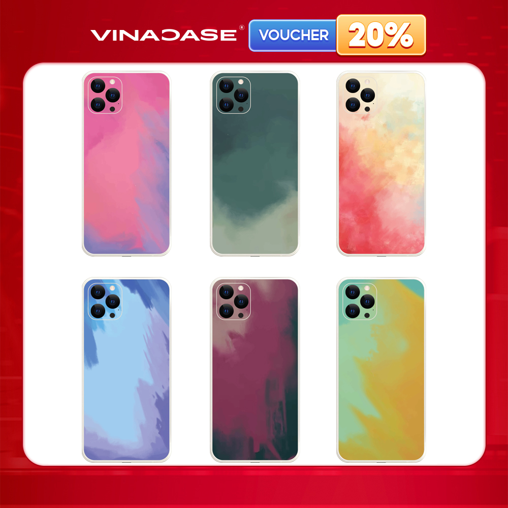 Ốp lưng Vina Case Iphone 6S 6 Plus 7G 8G X Xs 11 12 ....Silicone TPU dẻo viền vuông bảo vệ camera hình Water Colour thumbnail