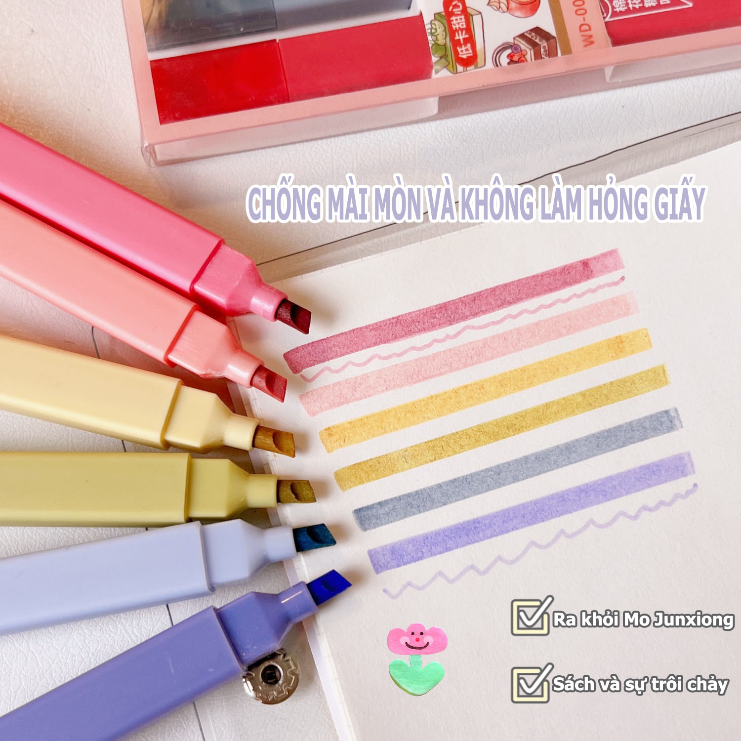 (6 pcs/hộp) Set 6 bút dạ quang, bút đánh dấu, highlight
