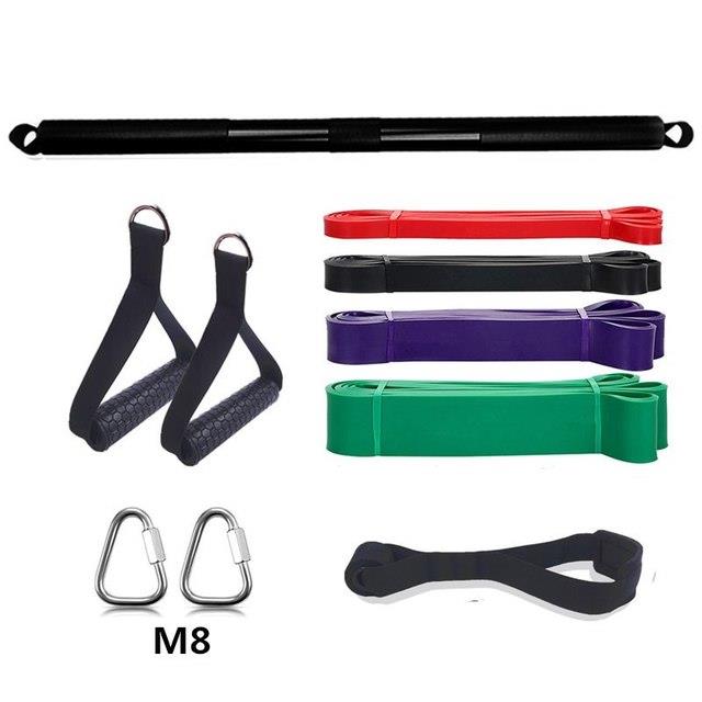 Zhangz50 Home Gym Bar with Rubber Resistance Bands 300 Training for Chest Press Deadlift Squats Workout