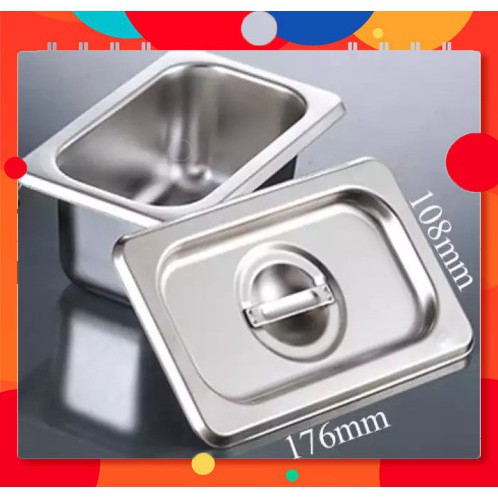 Khay inox đựng thực phẩm đựng thạch topping size gn 1/9