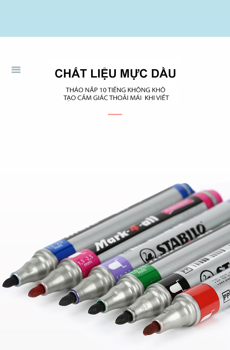 Bút lông dầu STABILO Mark-4-all PERMANENT đầu tròn/vuông