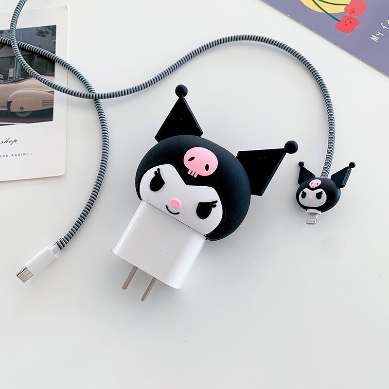 4pcs/set Charger Protector compatible with iPhone 18W/20W Cute Cartoon Soft Silicone Cord Protector Charging Cable Cover compatible with iPhone 13 12 Charger [cchoice]