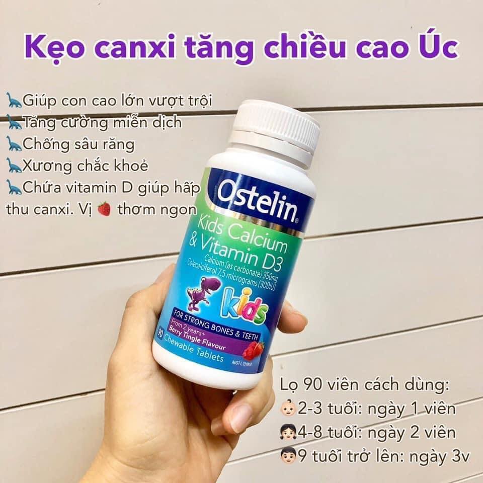 Kẹo Canxi Khủng long Ostelin Kids Calcium & Vitamin D3 90 viên cho bé của úc