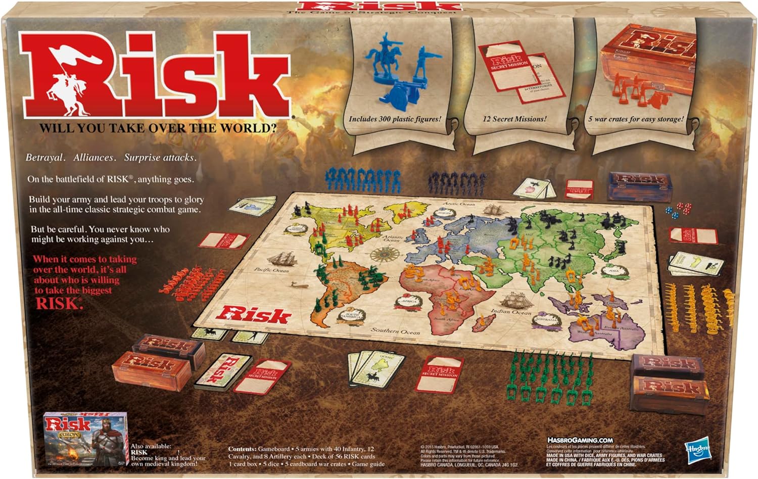 Risk board game, strategy game suitable for 2-5 players, strategy board