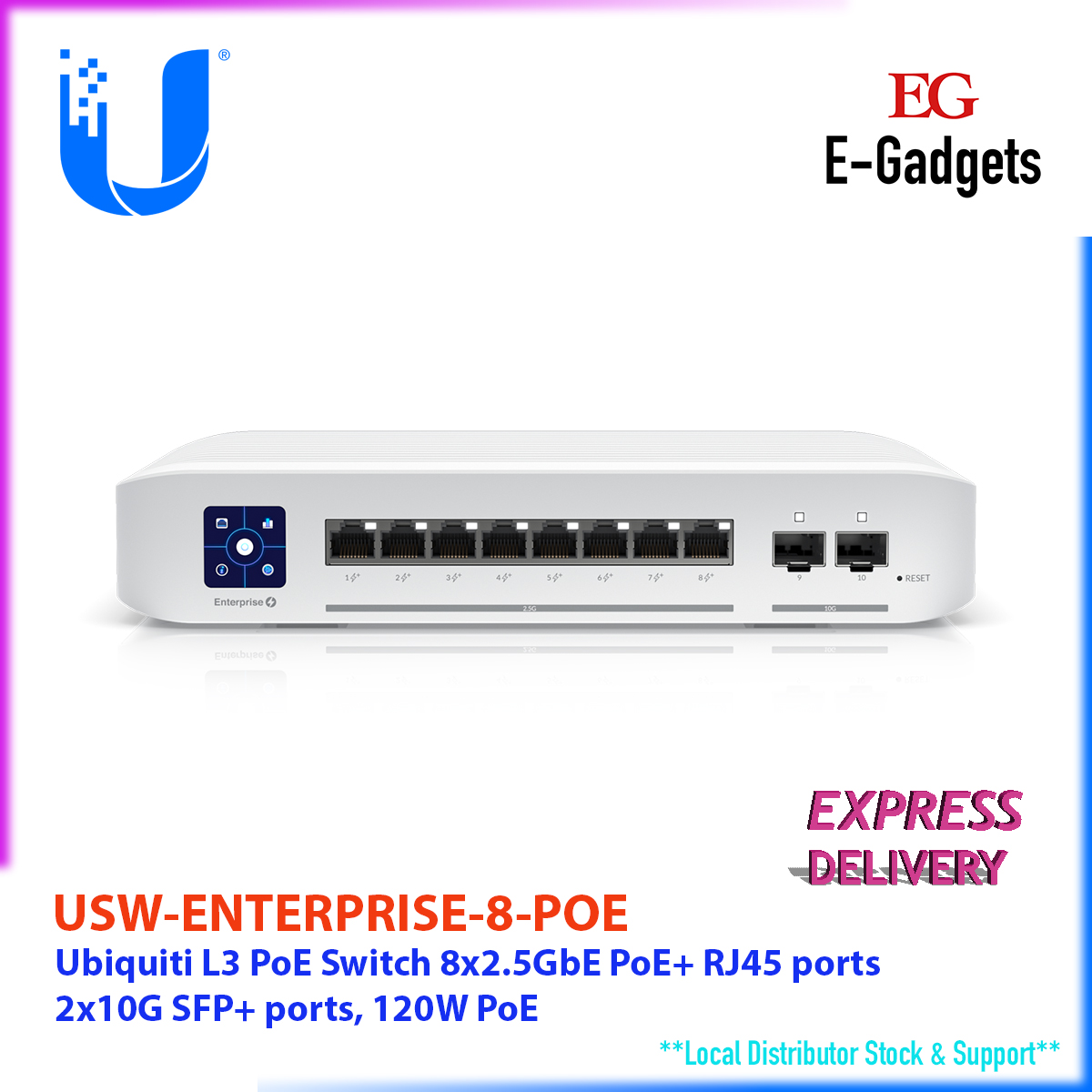 USW-Enterprise-8-PoE Ubiquiti UniFi Enterprise PoE 10G SFP+ 8 Port